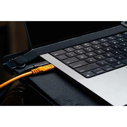 Tether Tools TetherPro Optima USB-C to Right Angle USB-C Cable - 31' (Orange) at PROCAM | procam.com