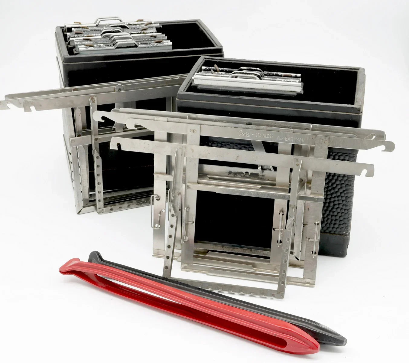 * AS IS * Kodak 4 x 5 Hard Rubber Tanks and Assorted 3/14 x 4 1/4 Development Holders and Film Holders at PROCAM | procam.com
