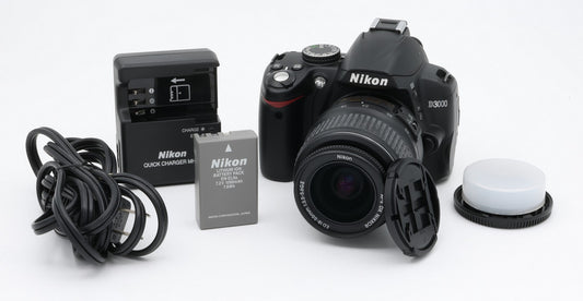 * USED * Nikon D3000 DSLR Camera SHUTTER 2651 w/ Nikon DX AF-S Nikkor 18-55mm f/3.5-5.6 G II ED Lens