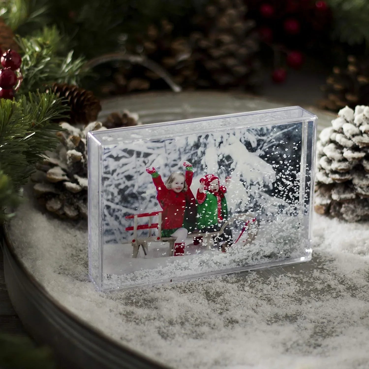 Neil Photo Snowflake Picture Frame 4X6 Snow globe style Floating Clear Plastic at PROCAM | procam.com