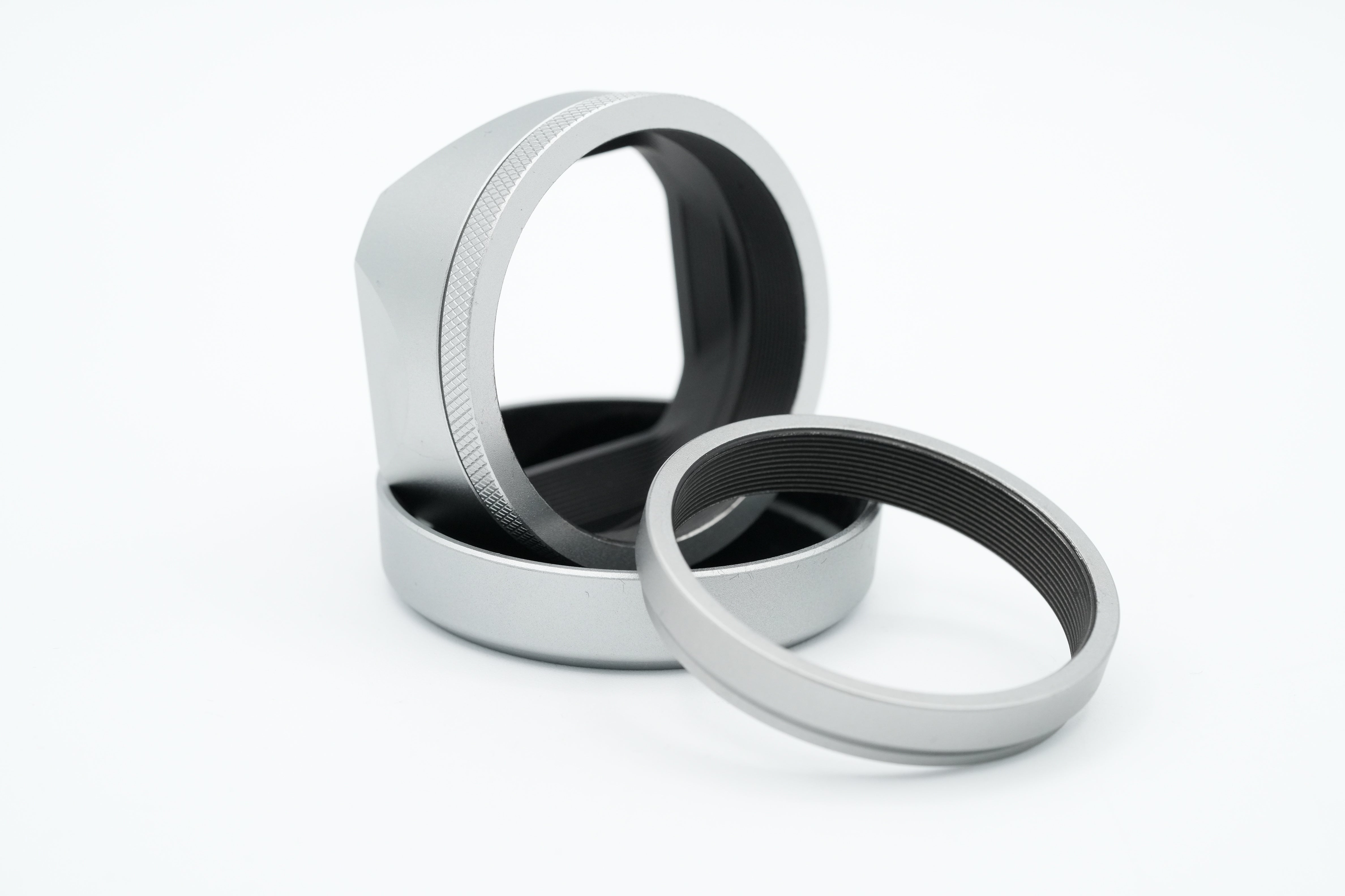 * USED * Haoge LH-X54W Square Metal Lens Hood with 49mm Adapter Ring for Fujifilm Fuji X100VI x100v Camera Silver