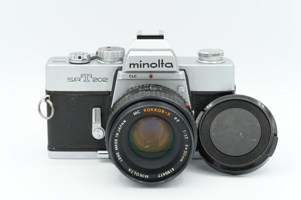 * USED * Minolta SRT202 SLR Film Camera w/ MC ROKKOR-X PF 50mm f/1.7 Lens