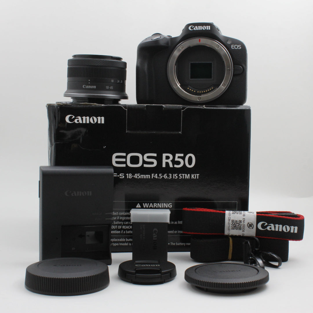 * OPEN BOX EXCELLENT * Canon EOS R50 Mirrorless Camera with RF-S 18-45mm f/4.5-6.3 IS STM Lens (Black)