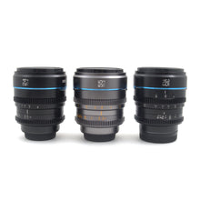 * USED * Sirui Night Walker Cine 3 Lens Set 24mm Blk. T1.2, 35mm Black T1.2, 55mm T1.2 Gry. with Case