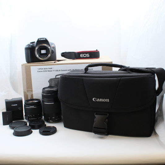 * OPEN BOX FAIR * Canon EOS Rebel T7 DSLR Camera with 18-55mm and 75-300mm Lenses