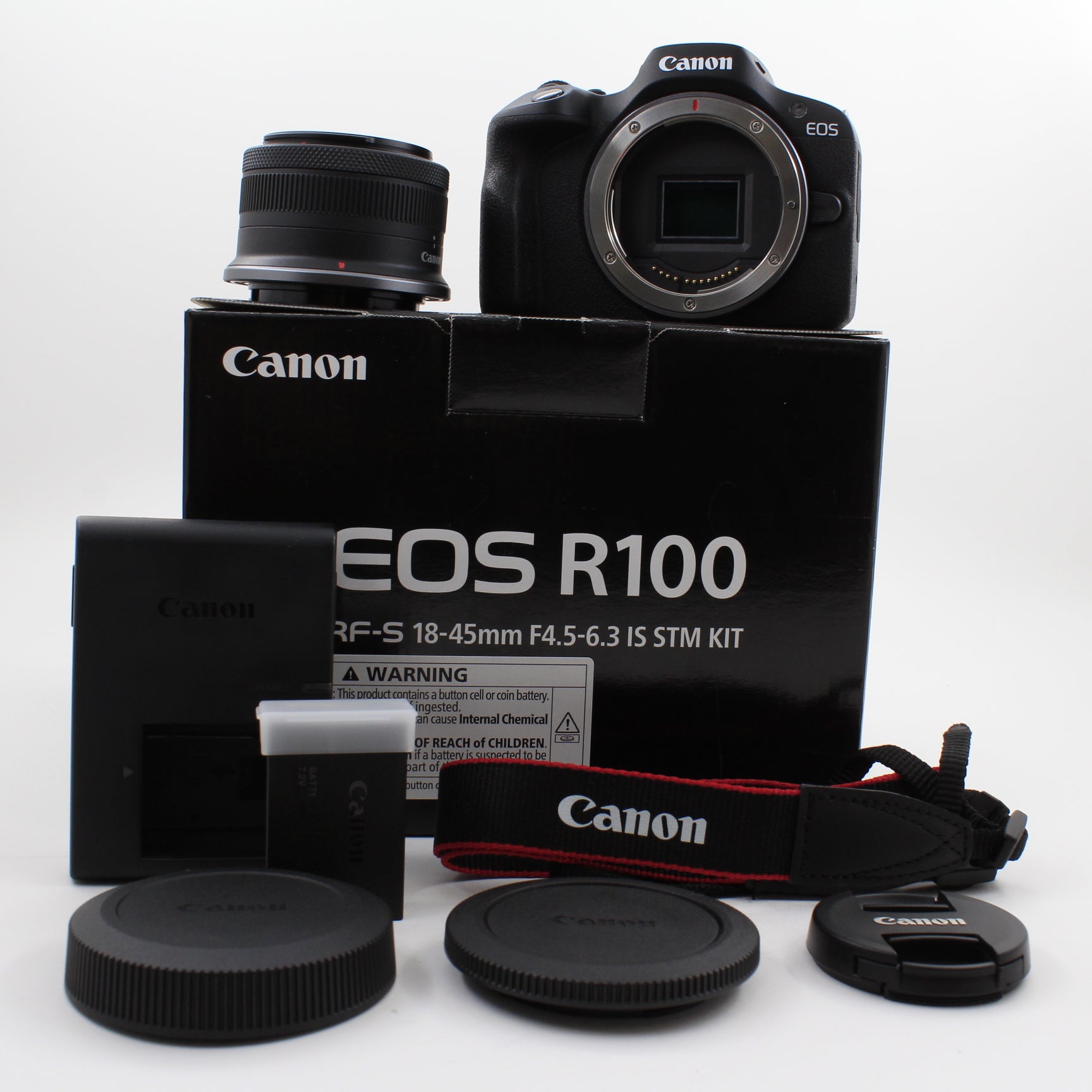 * OPEN BOX EXCELLENT * Canon EOS R100 Mirrorless Camera with RF-S 18-45mm f/4.5-6.3 IS STM Lens