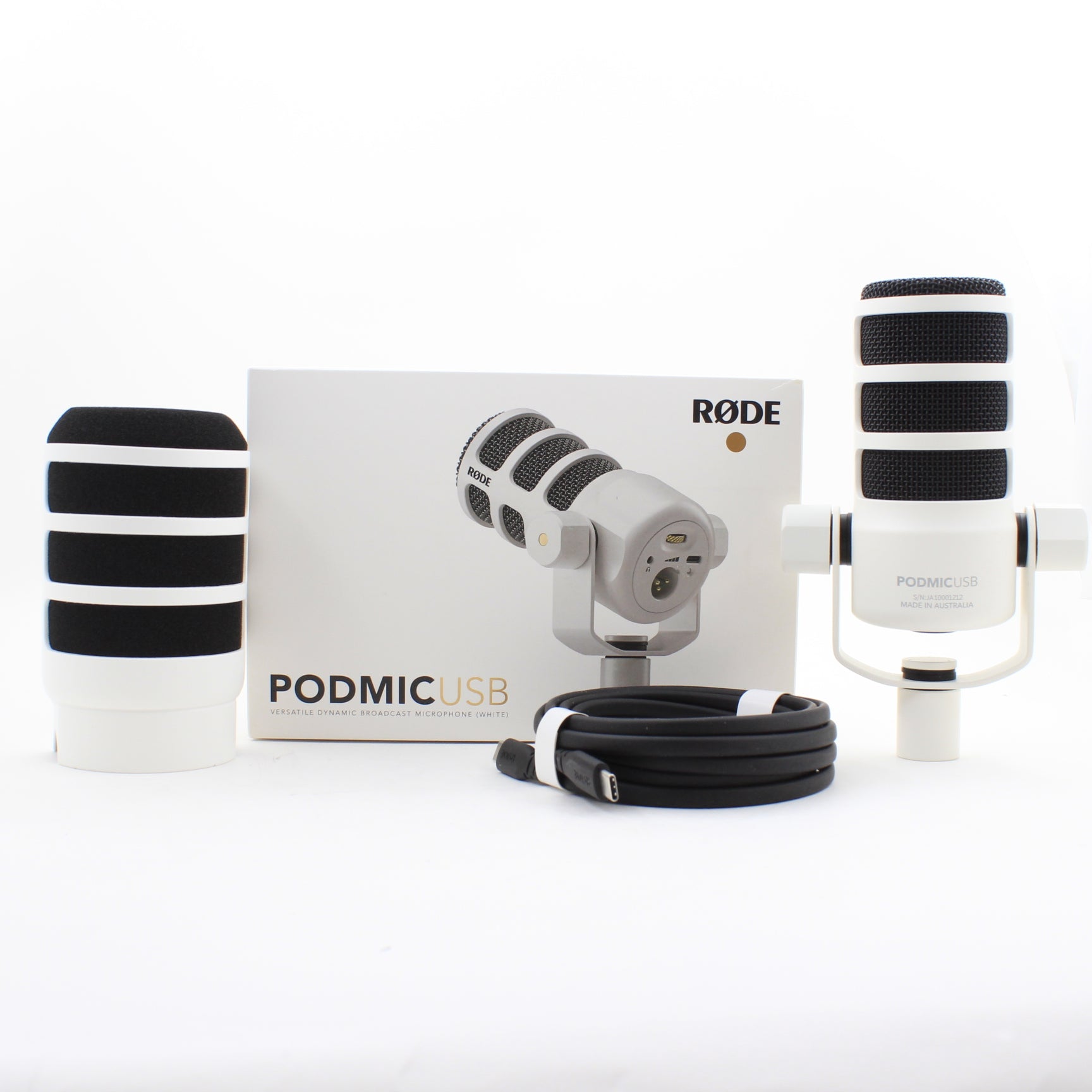 * OPEN BOX GOOD * RODE PodMic USB and XLR Dynamic Broadcast Microphone (White)