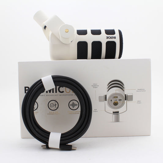 * OPEN BOX EXCELLENT * RODE PodMic USB and XLR Dynamic Broadcast Microphone (White)