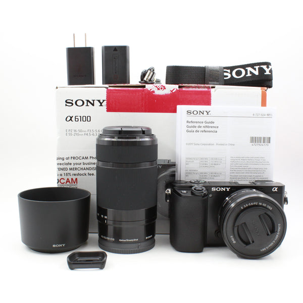 *** OPEN BOX EXCELLENT *** Sony Alpha a6100 Mirrorless Digital Camera with 16-50mm and 55-210mm Lenses