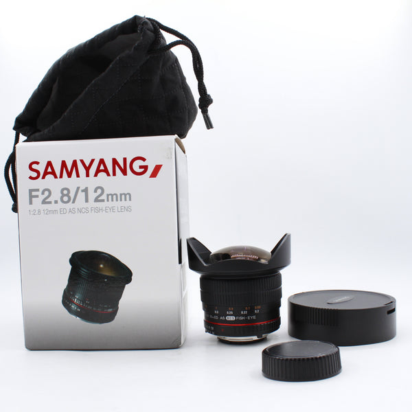 * USED * Samyang f/2.8 12mm ED AS NCS Fish-Eye Lens Nikon F Mount Boxed