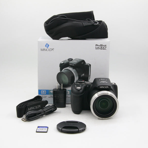 *** OPEN BOX FAIR *** Minolta MN53Z 16 MP HD Bridge Digital Camera with 53x Optical Zoom (Black)