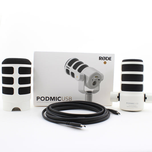 * OPEN BOX GOOD * RODE PodMic USB and XLR Dynamic Broadcast Microphone (White)