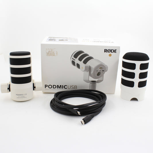 * OPEN BOX EXCELLENT * RODE PodMic USB and XLR Dynamic Broadcast Microphone (White)