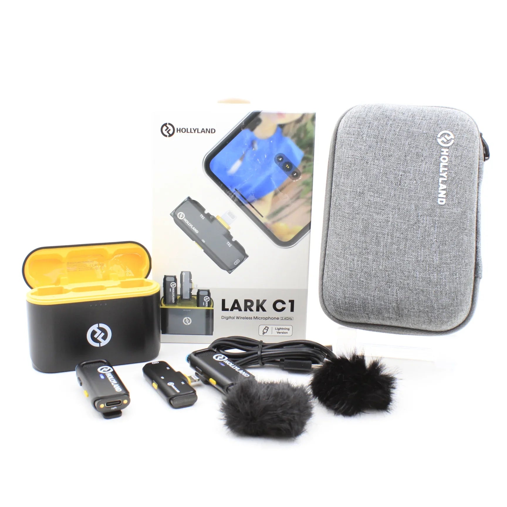 * OPEN BOX EXCELLENT * Hollyland LARK C1 DUO 2-Person Wireless Microphone System with Lightning Connector for iOS Devices (Black, 2.4 GHz) at PROCAM | procam.com