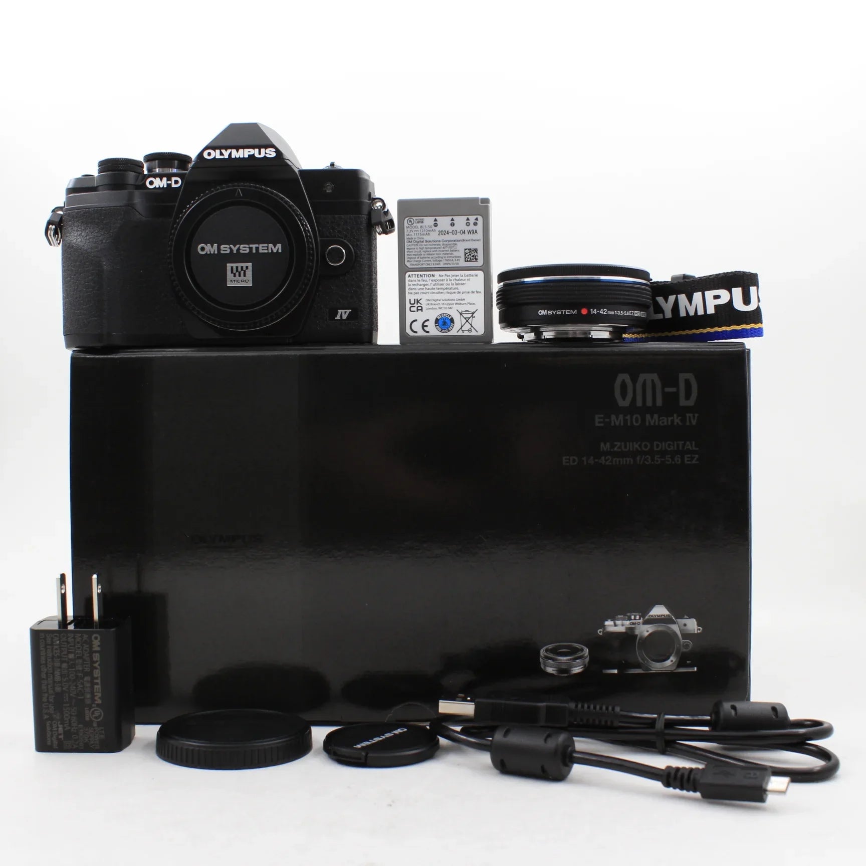 * USED * Olympus OM-D E-M10 Mark IV Black with ED 14-42mm f/3.5-5.6 EZ Kit Boxed at PROCAM | procam.com
