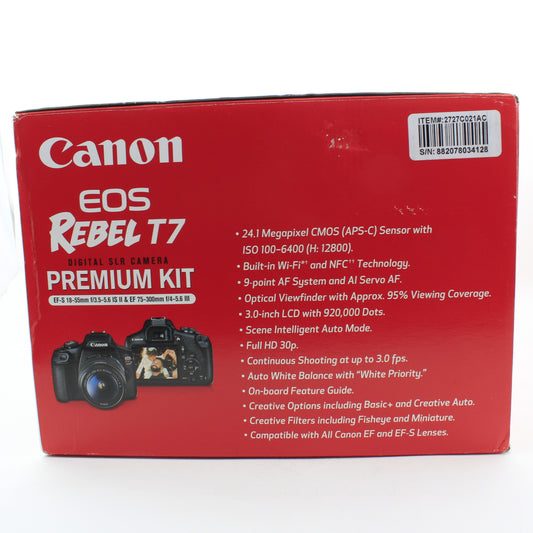 * OPEN BOX EXCELLENT * Canon EOS Rebel T7 DSLR Camera with 18-55mm and 75-300mm Lenses