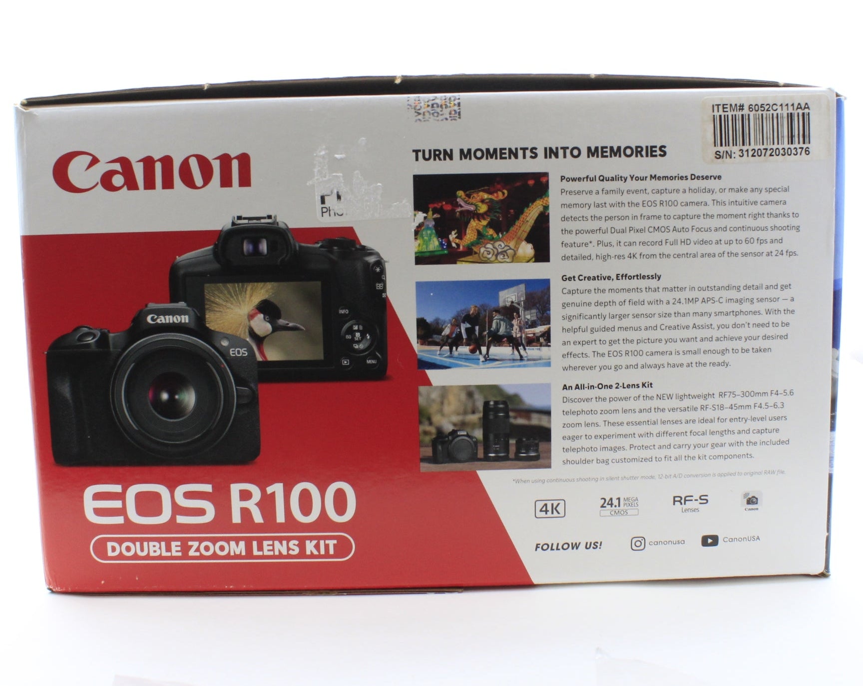 * OPEN BOX GOOD * Canon EOS R100 Digital Camera with RF-S 18-45mm f/4.5-6.3 IS STM Lens and  RF 75-300mm f/4-5.6 Lens - Double Zoom Lens Kit