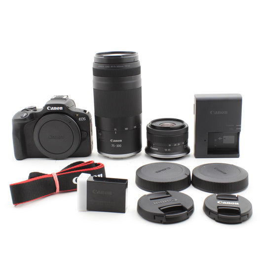* OPEN BOX GOOD * Canon EOS R100 Digital Camera with RF-S 18-45mm f/4.5-6.3 IS STM Lens and  RF 75-300mm f/4-5.6 Lens - Double Zoom Lens Kit