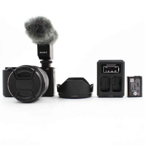 * USED * Sony ZV-E10 Body with Sony E 10-18mm f/4 OSS Lens and ECM-B1M Microphone SHUTTER 10