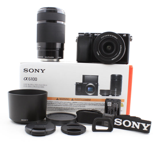 * OPEN BOX FAIR * Sony a6100 Mirrorless Camera with PZ 16-50mm II and  55-210mm Lenses