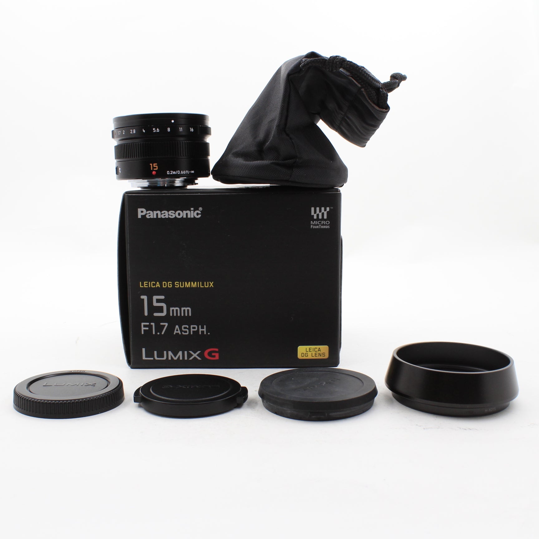 USED * Panasonic Leica DG Summilux 15mm f/1.7 ASPH. Lens Boxed at