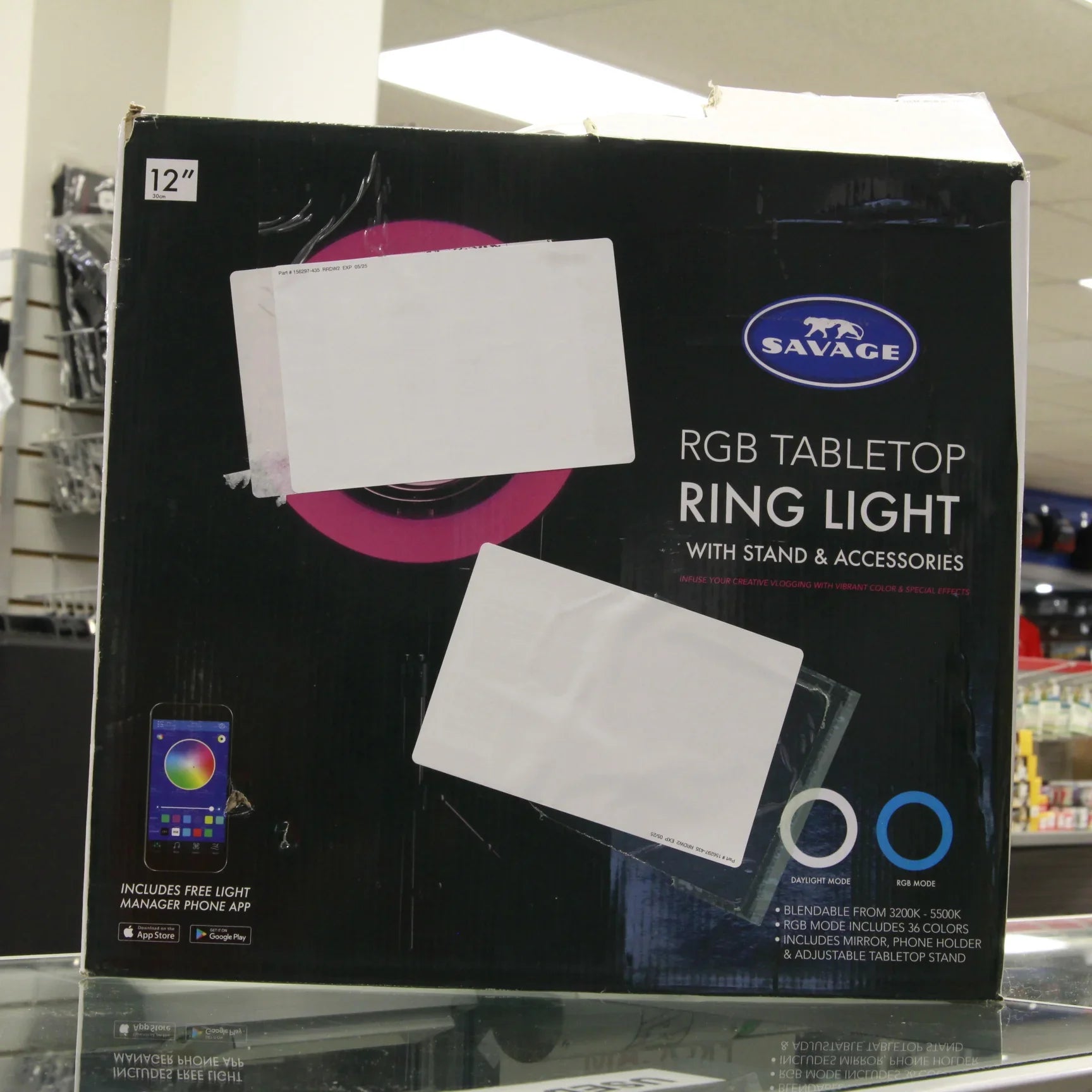 * OPEN BOX EXCELLENT * Savage 12" Bi-Color RGB Tabletop Ring Light with Stand and Carrying Case at PROCAM | procam.com
