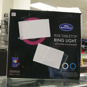* OPEN BOX EXCELLENT * Savage 12" Bi-Color RGB Tabletop Ring Light with Stand and Carrying Case at PROCAM | procam.com