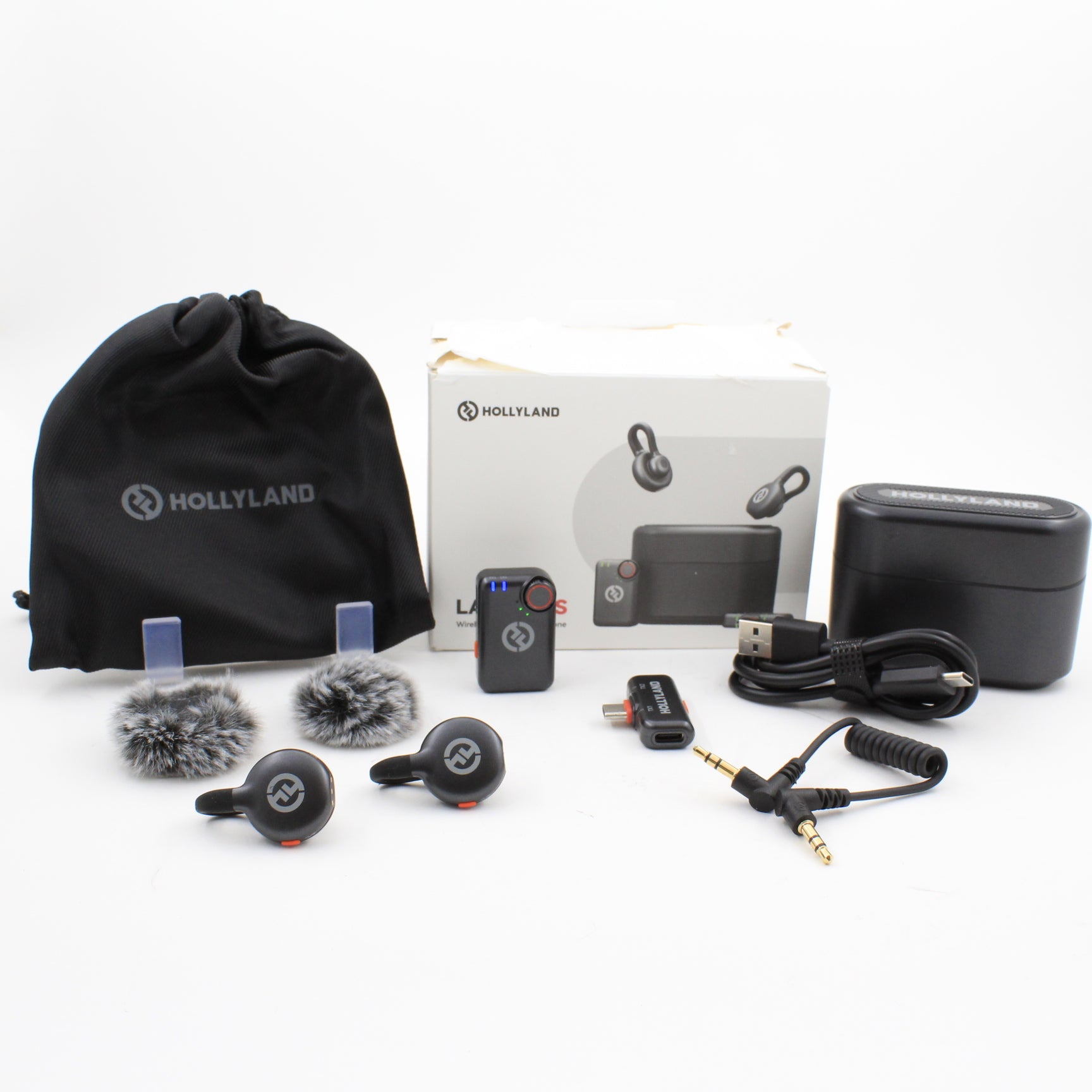 * OPEN BOX GOOD * Hollyland LARK M2S Mini Combo 2-Person Wireless Microphone System for Cameras and Mobile Devices (2.4 GHz, Space Gray)