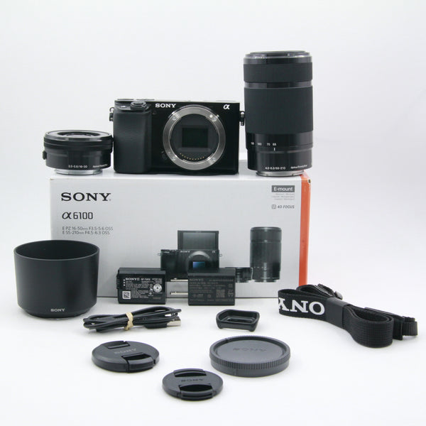 *** OPEN BOX EXCELLENT *** Sony Alpha a6100 Mirrorless Digital Camera with 16-50mm and 55-210mm Lenses