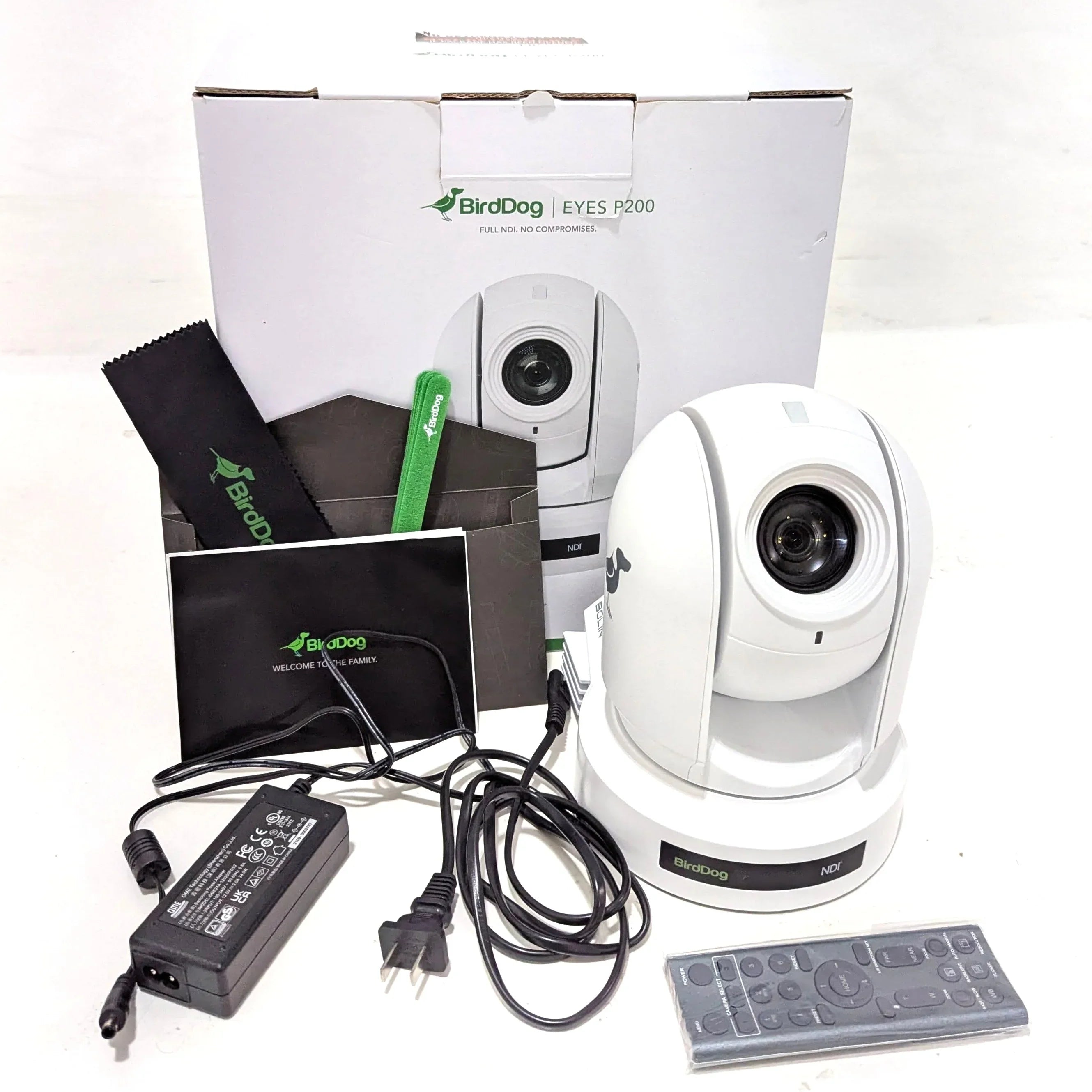 * DEMO * BirdDog Eyes P200 1080p Full NDI PTZ Camera (White) with PTZ Keyboard at PROCAM | procam.com