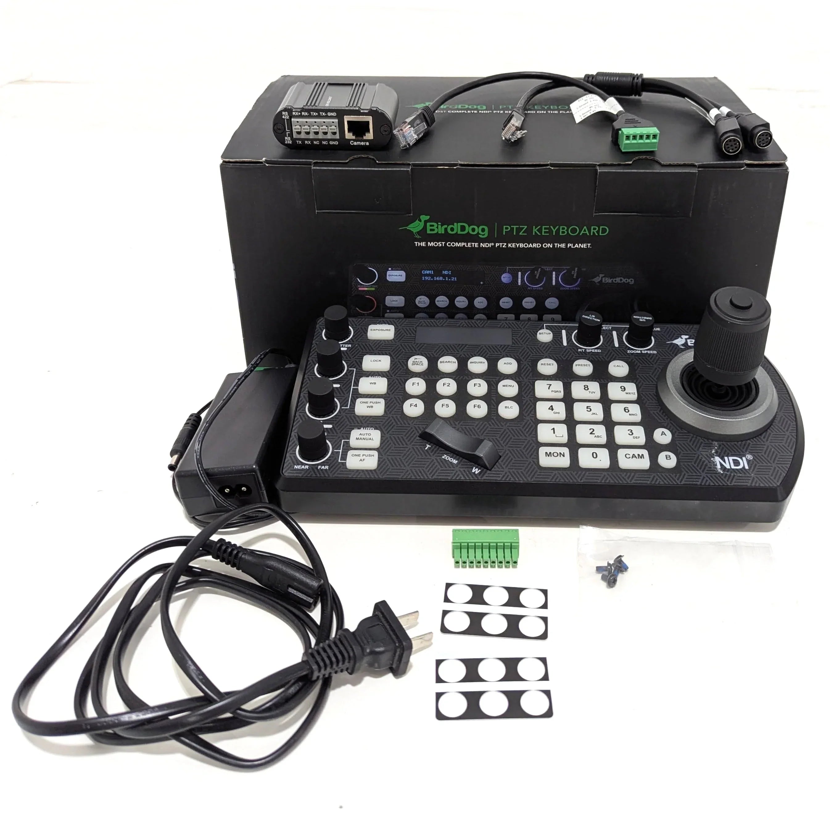 * DEMO * BirdDog Eyes P200 1080p Full NDI PTZ Camera (White) with PTZ Keyboard at PROCAM | procam.com