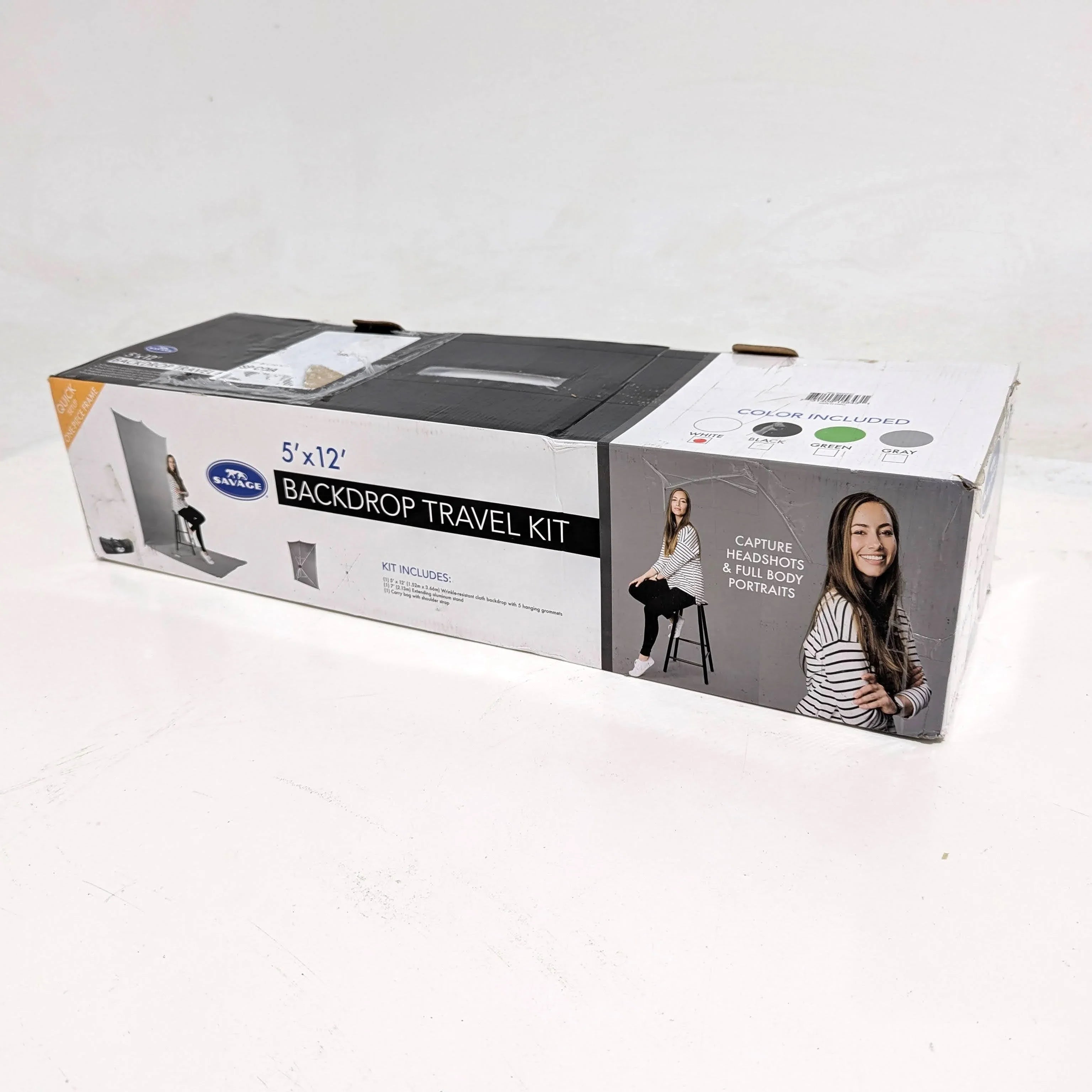 * OPEN BOX EXCELLENT * Savage Backdrop Extended Travel Kit (White, 5 x 12') at PROCAM | procam.com