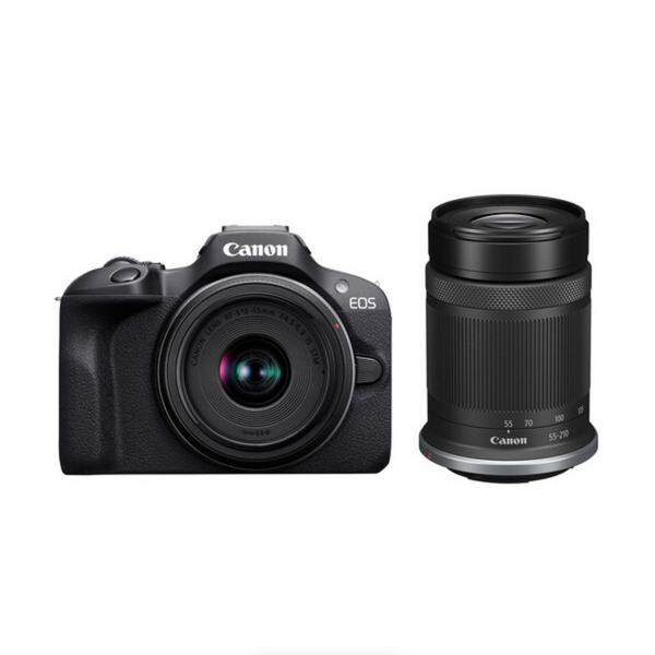 Canon EOS R100 Mirrorless Camera with RF-S 18-45mm f/4.5-6.3 IS STM Lens and RF-S 55-210mm f/5-7.1 IS STM Lens Kit