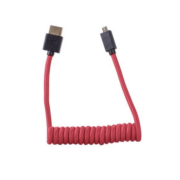 1SV Coiled Micro to Full HDMI- 12-24" (Red)