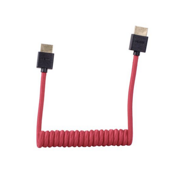 1SV Coiled HDMI Cable - 12-24" (Red)
