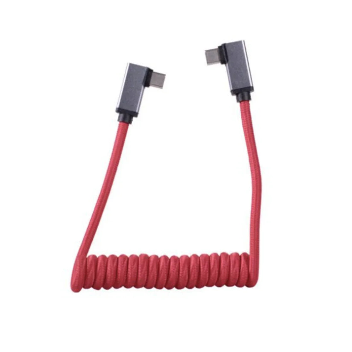 1SV Coiled USB-C Right Angle Cable - 12-24" (Red) at PROCAM | procam.com