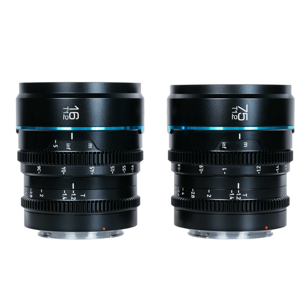 Sirui Night Walker 16mm & 75mm T1.2 S35 Cine 2-Lens Set (E-Mount, Black)