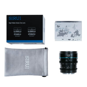 Sirui Night Walker 16mm & 75mm T1.2 S35 Cine 2-Lens Set (E-Mount, Black) at PROCAM | procam.com