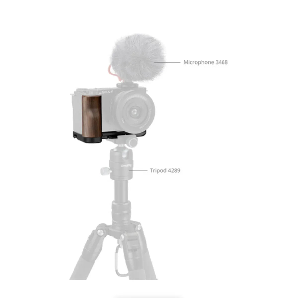SmallRig L-Shape Mount Plate with Wooden Handle for Sony ZV-E10 II at PROCAM | procam.com