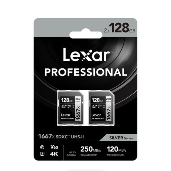 Lexar Professional 1667x UHS-II SDXC Memory Card - 128GB (2-Pack)