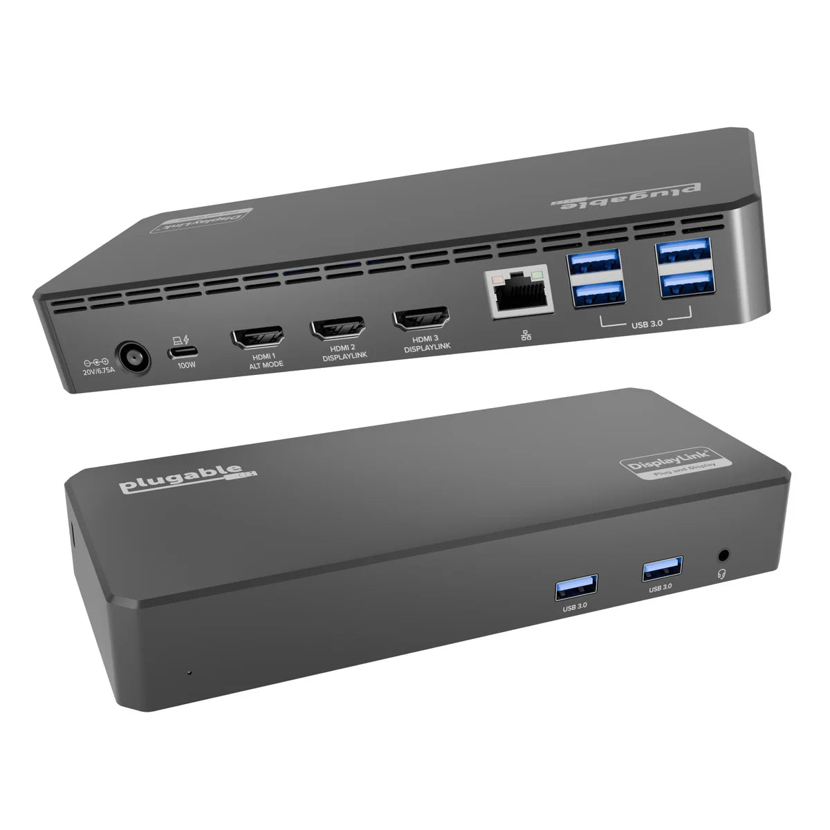Plugable USB-C Triple Display Docking Station w/ 100W PD Laptop Charging & 3 x HDMI