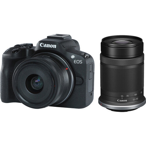 Canon EOS R50 Mirrorless Camera with RF-S 18-45mm f/4.5-6.3 IS STM Lens & RF-S 55-210mm f/5-7.1 IS STM Lens (Black)