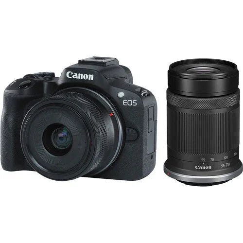Canon EOS R50 Mirrorless Camera with RF-S 18-45mm f/4.5-6.3 IS STM Lens & RF-S 55-210mm f/5-7.1 IS STM Lens (Black) at PROCAM | procam.com