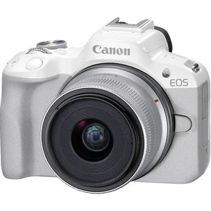 Canon EOS R50 Mirrorless Camera with RF-S 18-45mm f/4.5-6.3 IS STM Lens (White) at PROCAM | procam.com