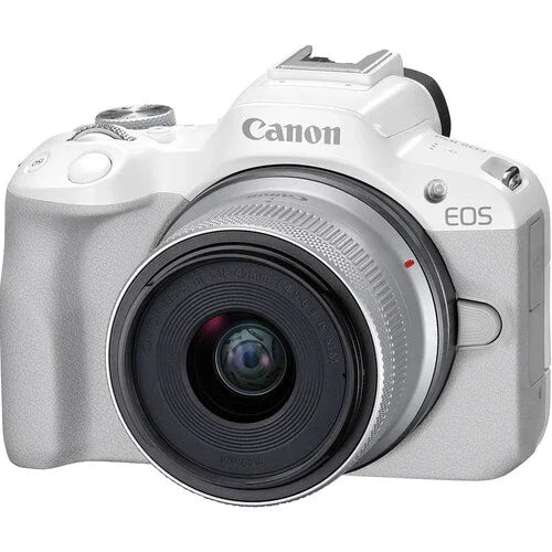 Canon EOS R50 Mirrorless Camera with RF-S 18-45mm f/4.5-6.3 IS STM Lens (White) at PROCAM | procam.com