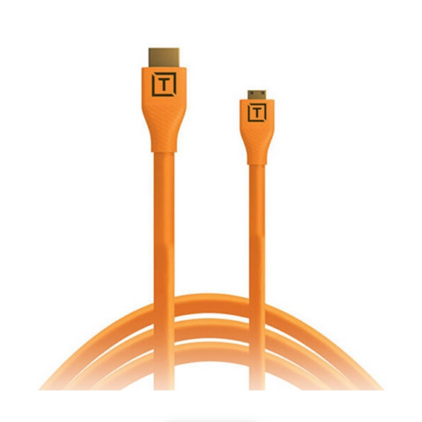 Tether Tools TetherPro Micro-HDMI to HDMI Cable with Ethernet (Orange, 15')