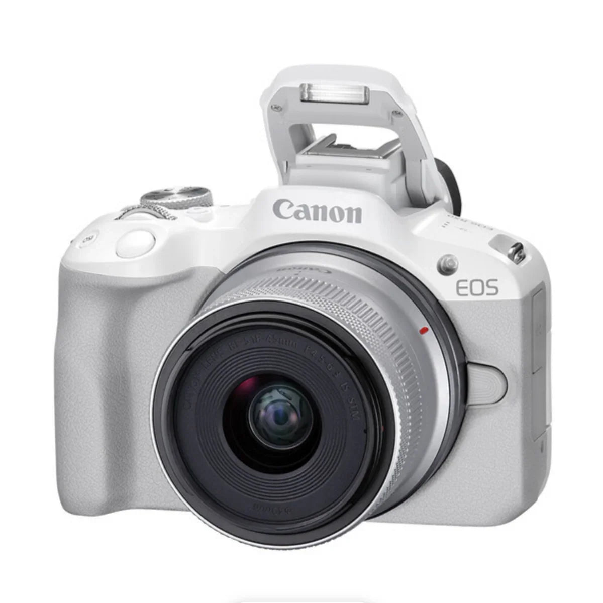 Canon EOS R50 Mirrorless Camera with RF-S 18-45mm f/4.5-6.3 IS STM Lens (White) at PROCAM | procam.com