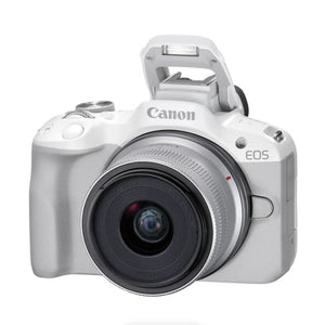 Canon EOS R50 Mirrorless Camera with RF-S 18-45mm f/4.5-6.3 IS STM Lens (White) at PROCAM | procam.com