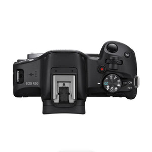 Canon EOS R50 Mirrorless Camera with RF-S 18-45mm f/4.5-6.3 IS STM Lens (Black) at PROCAM | procam.com
