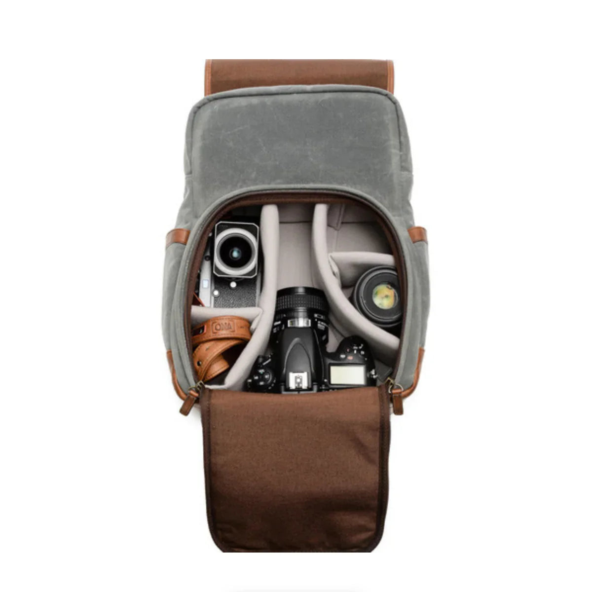 ONA Monterey Backpack (Smoke and Antique Cognac) at PROCAM | procam.com